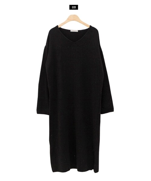Dailyabout（デイリーアバウト）の「ウール混Vネックニットワンピース（ワンピース・レディース・ホワイト/ベージュ/ブラック/グレー・FREE）」の2枚目の写真
