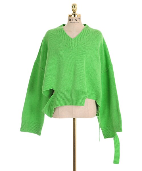 DINT（ディント）の「ナチュラルカッティングニットトップス（ニット/セーター・レディース・퍼플/그린/레드/그레이・one(44~66size)）」の3枚目の写真