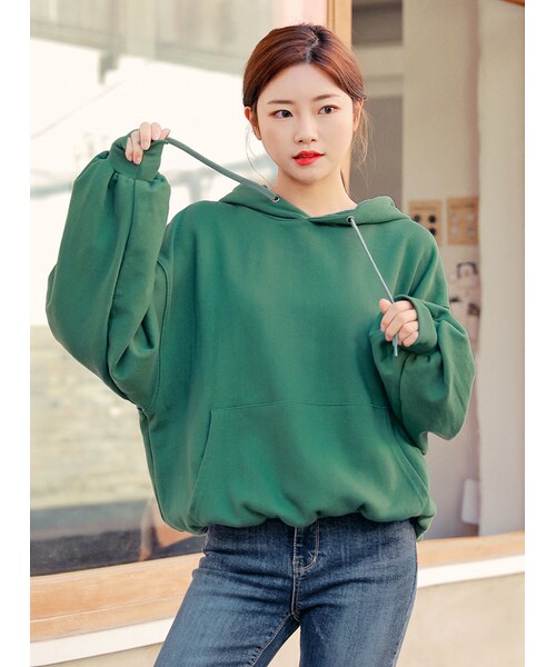 HOTPING（ホッピン）の「フロントポケットフードパーカー（その他トップス・レディース・パープル/ミント/ブラック/ブラウン/ネイビー・1(フリーサイズ)/2(L-XXL)）」の4枚目の写真