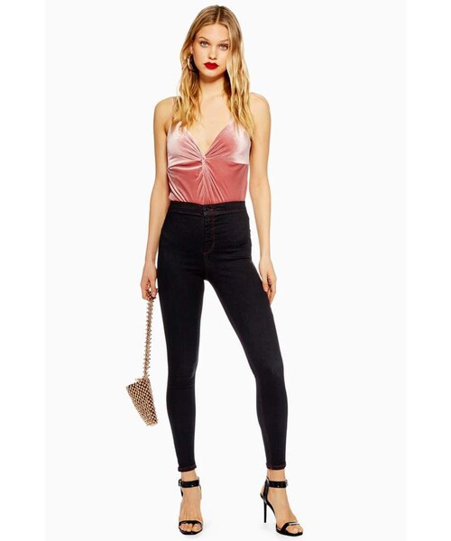 TOPSHOP(トップショップ)の「Topshop Red Contrast Stitch Joni Jeans(デニムパンツ・レディース・Black・W3434/W2432/W2634/W3430/W3032/W2430/W3630/W2832/W2830/W2530/W3432/W3030/W2834/W3230/W2532/W2534/W2630/W3034/W2632/W3632/W3232)」の1枚目の写真