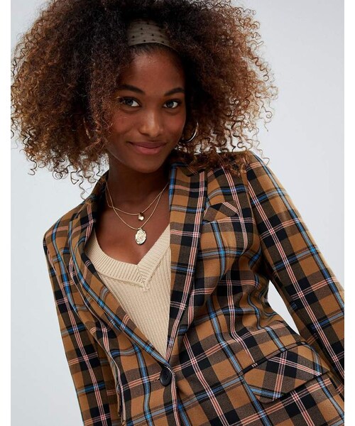 Bershka（ベルシュカ）の「Bershka check print blazer（テーラードジャケット・レディース・Multi・L/XS/S/M）」の4枚目の写真