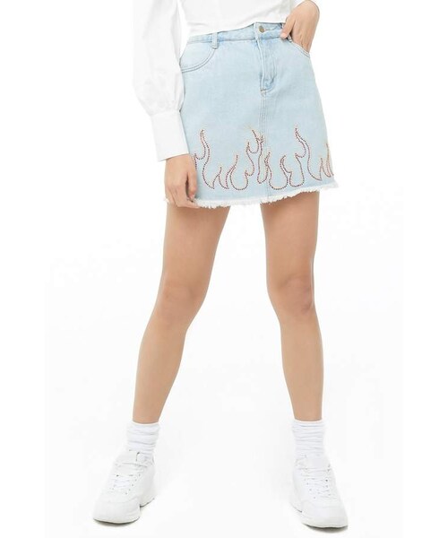 Forever 21,Forever 21 Rhinestone Flame Mini Skirt WEAR