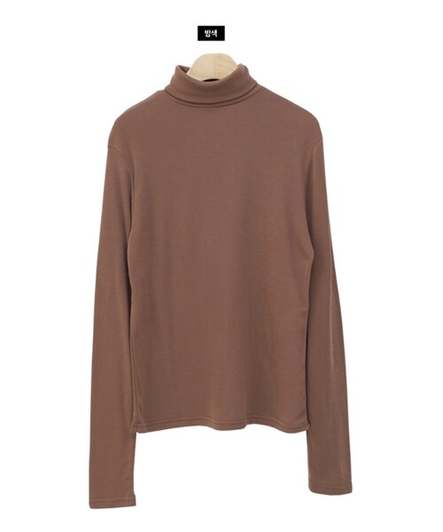 Dailyabout（デイリーアバウト）の「タートルネック無地Tシャツ（Tシャツ/カットソー・レディース・ブラック/ホワイト/ベージュ/ブラウン/ブルー/レッド・FREE）」の3枚目の写真