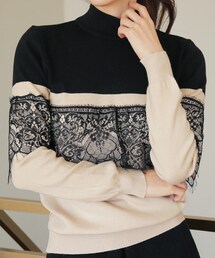 DHOLIC | レースバイカラーニット(ニット/セーター)