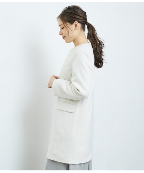 枇杷子 アルベロベッロ刺繍付きホワイトコート スペリオルメルトンPコート（1054111004） | I.T.'S