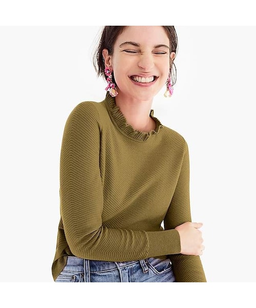 j crew ruffle neck pullover sweater