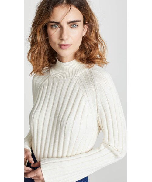 BOP basics（ボップベーシックス）の「Bop Basics Wide Rib Turtleneck Sweater（ニット/セーター・レディース・Beige/White・XS/S/M/L）」の7枚目の写真