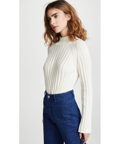 BOP basics（ボップベーシックス）の「Bop Basics Wide Rib Turtleneck Sweater（ニット/セーター・レディース・Beige/White・XS/S/M/L）」の2枚目の写真