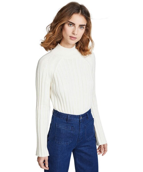 BOP basics（ボップベーシックス）の「Bop Basics Wide Rib Turtleneck Sweater（ニット/セーター・レディース・Beige/White・XS/S/M/L）」の5枚目の写真