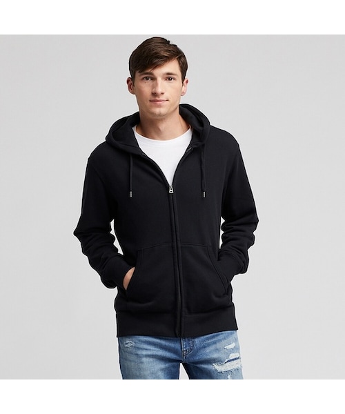 UNIQLO（ユニクロ）の「スウェットフルジップパーカ（長袖）（パーカー・メンズ・DARK GRAY 08/BLACK 09/GRAY 03/LIGHT GRAY 02/RED 13/GREEN 53/BLUE 67/NAVY 69・L/XL/S/4XL/M/XS/XXL/3XL）」の2枚目の写真