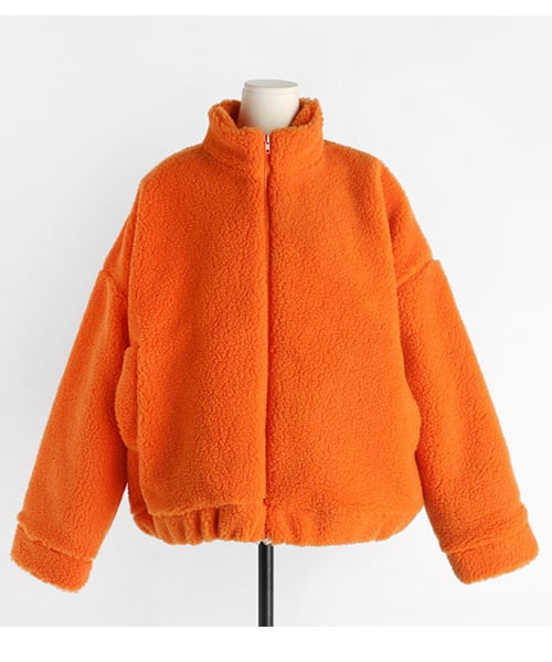 DHOLIC（ディーホリック）の「ハイネックボアジップアップ（ブルゾン・レディース・ベージュ/グレー/オレンジ/グリーン・FREE）」の4枚目の写真