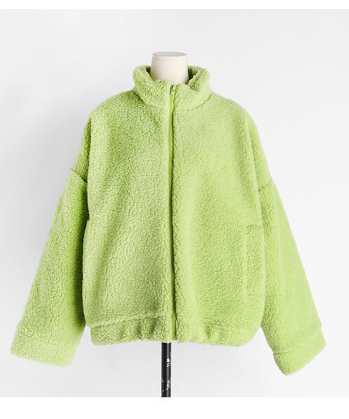 DHOLIC（ディーホリック）の「ハイネックボアジップアップ（ブルゾン・レディース・ベージュ/グレー/オレンジ/グリーン・FREE）」の3枚目の写真