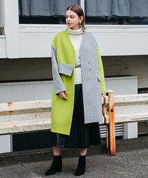 ★値下げしました★ UN3D. バイカラー コート イエロー グレー UN3D.（アンスリード）の「バイカラーコート（）」 - WEAR