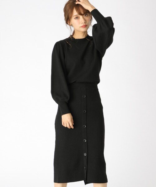 Mysty Woman ミスティウーマン の ハイネックブラウジングニットワンピース ワンピース ドレス Wear