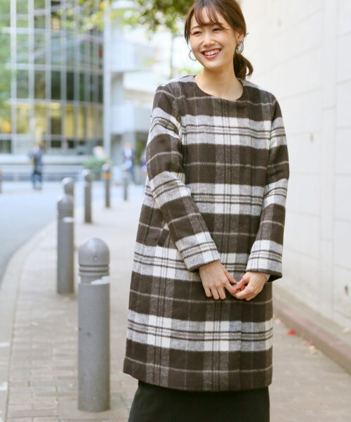 GLOBAL WORK（グローバルワーク）の「Wフェイスウールチェックコート 