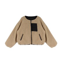 STYLEBLOCK | ボア×高密度タフタリバーシブルブルゾン(ノーカラージャケット)