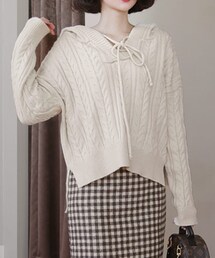 DHOLIC | フードケーブルニットプルオーバー(ニット/セーター)