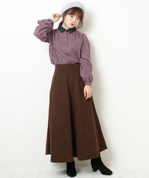 RAY CASSIN（レイカズン）の「衿付きチェックブラウス（トップス・レディース・赤/イエロー/ベージュ・FREE）」の7枚目の写真