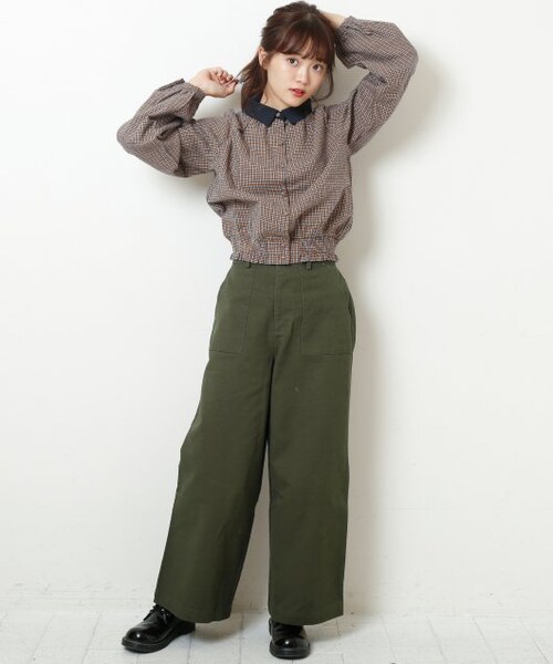 RAY CASSIN（レイカズン）の「衿付きチェックブラウス（トップス・レディース・赤/イエロー/ベージュ・FREE）」の22枚目の写真