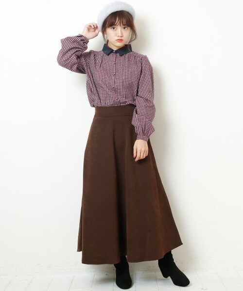 RAY CASSIN（レイカズン）の「衿付きチェックブラウス（トップス・レディース・赤/イエロー/ベージュ・FREE）」の5枚目の写真