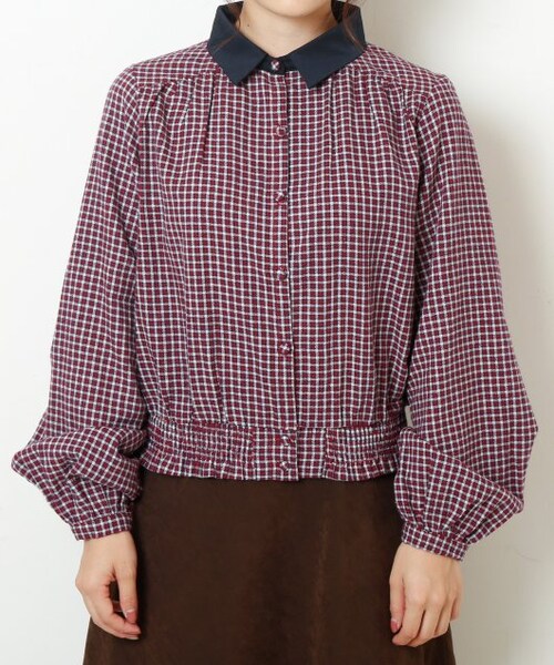 RAY CASSIN（レイカズン）の「衿付きチェックブラウス（トップス・レディース・赤/イエロー/ベージュ・FREE）」の8枚目の写真