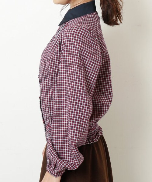 RAY CASSIN（レイカズン）の「衿付きチェックブラウス（トップス・レディース・赤/イエロー/ベージュ・FREE）」の9枚目の写真