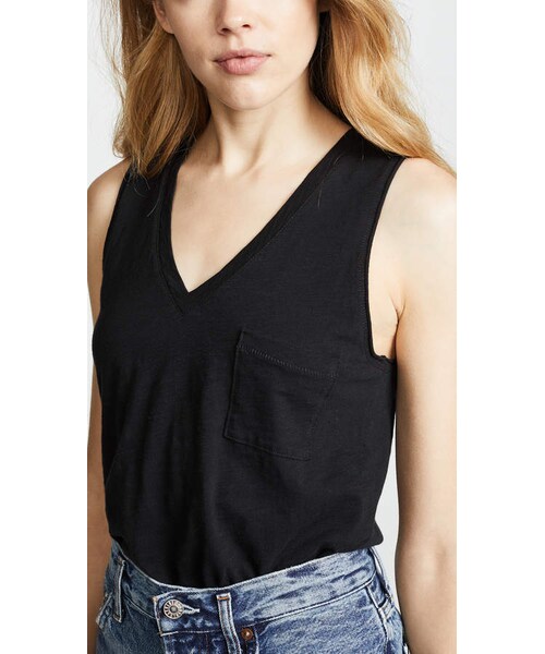 madewell(メイドウェル)の「Madewell Whisper Cotton V Neck Pocket Tank(タンクトップ・レディース・White/Black・XS/S/M/L)」の7枚目の写真
