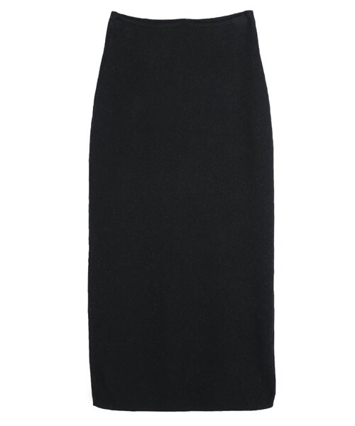 DINT（ディント）の「ウールロングニットスカート（スカート・レディース・베이지/블랙・one(44~66size)）」の2枚目の写真