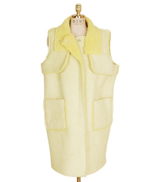 DINT(ディント)の「パステルカラームートンベスト(ムートンコート・レディース・그린/퍼플・one(44~66size))」の2枚目の写真