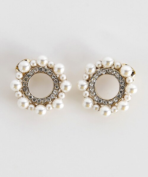 DHOLIC(ディーホリック)の「パールキュービックサークルピアス(ピアス(両耳用)・レディース・シルバー/ゴールド・FREE)」の2枚目の写真