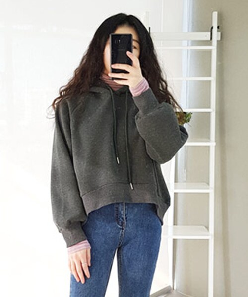 DHOLIC（ディーホリック）の「裏起毛ラグランフードプルオーバー（パーカー・レディース・グレー/ホワイト/その他/グリーン/パープル/ブラック/ブラウン・FREE）」の7枚目の写真