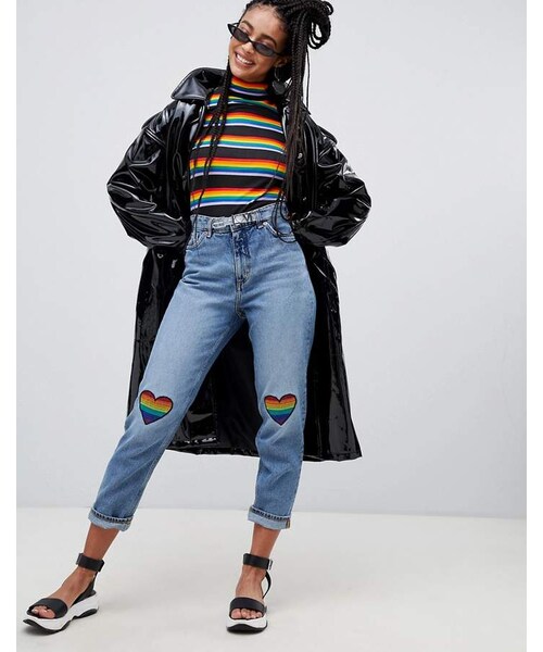 MONKI（モンキ）の「Monki high neck ribbed top in multi stripe（トップス・レディース・Multi・M/S/Us 0/XS/L）」の4枚目の写真