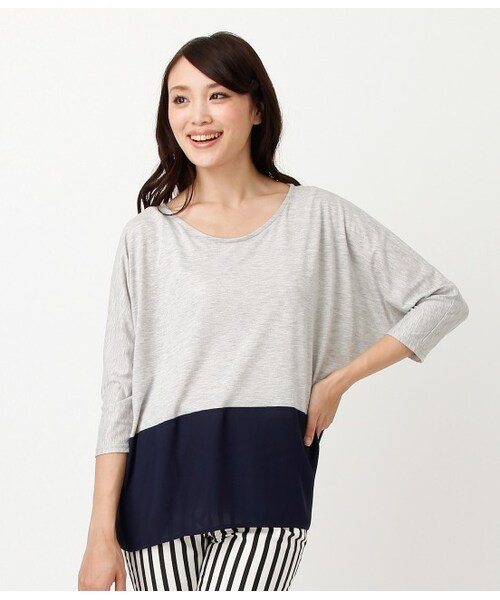 ROPE' PICNIC(ロペピクニック)の「ジョーゼット切替カットソー(Tシャツ/カットソー・レディース・グレー/イエロー/ブラック/グリーン・38)」の2枚目の写真