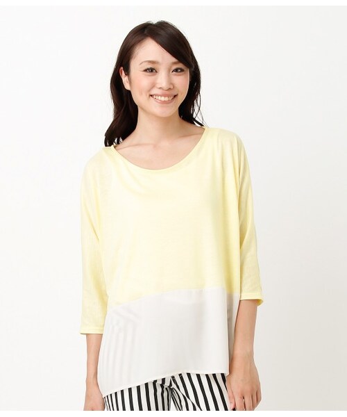 ROPE' PICNIC(ロペピクニック)の「ジョーゼット切替カットソー(Tシャツ/カットソー・レディース・グレー/イエロー/ブラック/グリーン・38)」の4枚目の写真