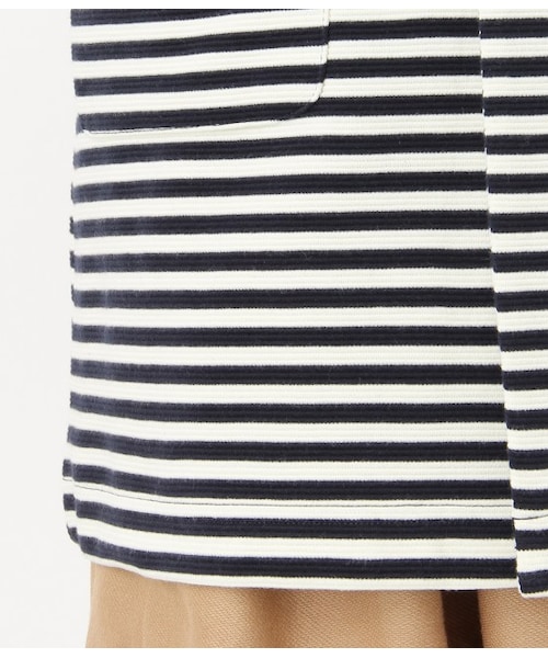 ROPE' PICNIC（ロペピクニック）の「【先行受注】リップルボーダー&無地配色ボタンノーカラーコート（コート・レディース・ネイビー/ネイビー系/ベージュ・38）」の9枚目の写真