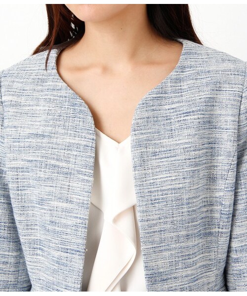 ROPE' PICNIC（ロペピクニック）の「ファンシーツイードラメノーカラージャケット（フォーマルスーツ/小物・レディース・ベージュ/ブルー・38/40）」の6枚目の写真