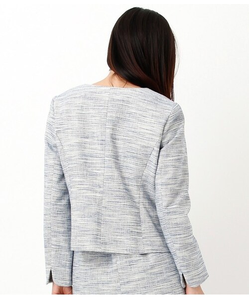 ROPE' PICNIC（ロペピクニック）の「ファンシーツイードラメノーカラージャケット（フォーマルスーツ/小物・レディース・ベージュ/ブルー・38/40）」の5枚目の写真