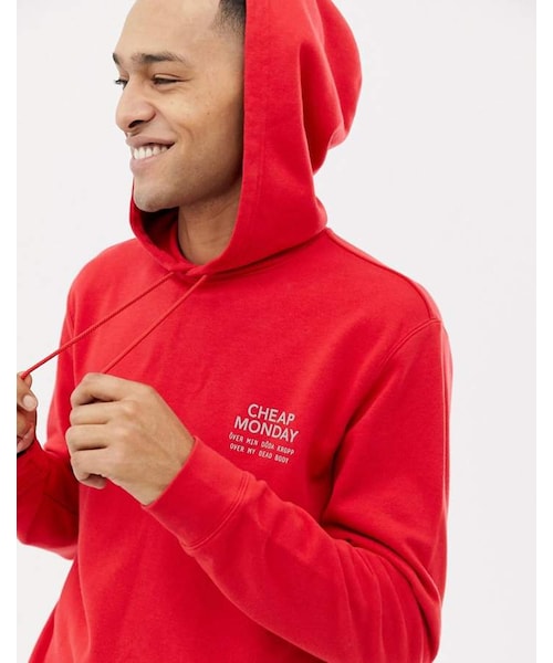 CHEAP MONDAY（チープマンデイ）の「Cheap Monday Hoodie In Red With Logo Print（スウェット
