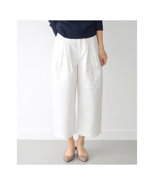 URBAN RESEARCH DOORS（アーバンリサーチドアーズ）の「タックワイドパンツ（パンツ・レディース・ネイビー/シロ・36/38）」の3枚目の写真