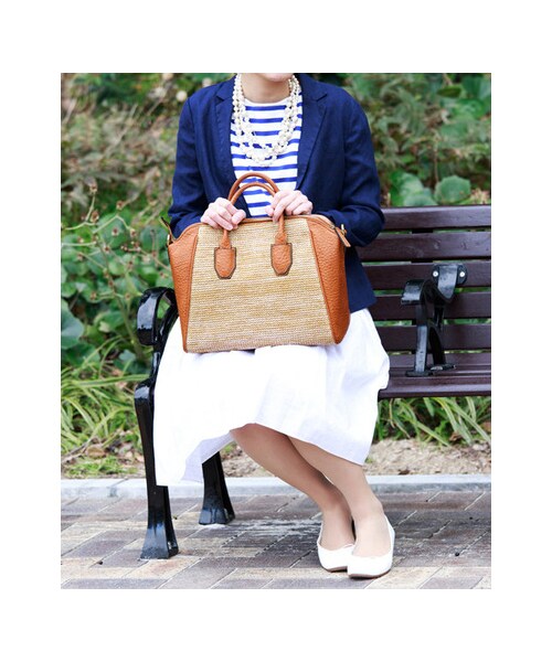 RODE SKO（ロデスコ）の「異素材ビッグボストン（バッグ・レディース・CAMEL/BLACK・FREE）」の4枚目の写真