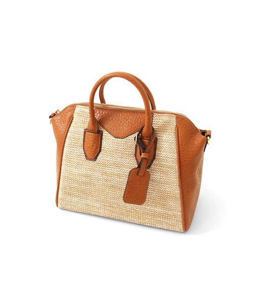 RODE SKO（ロデスコ）の「異素材ビッグボストン（バッグ・レディース・CAMEL/BLACK・FREE）」の2枚目の写真