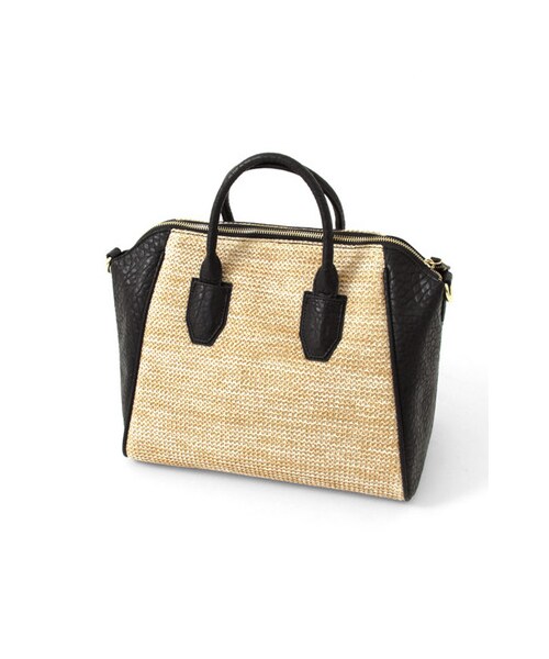 RODE SKO（ロデスコ）の「異素材ビッグボストン（バッグ・レディース・CAMEL/BLACK・FREE）」の6枚目の写真