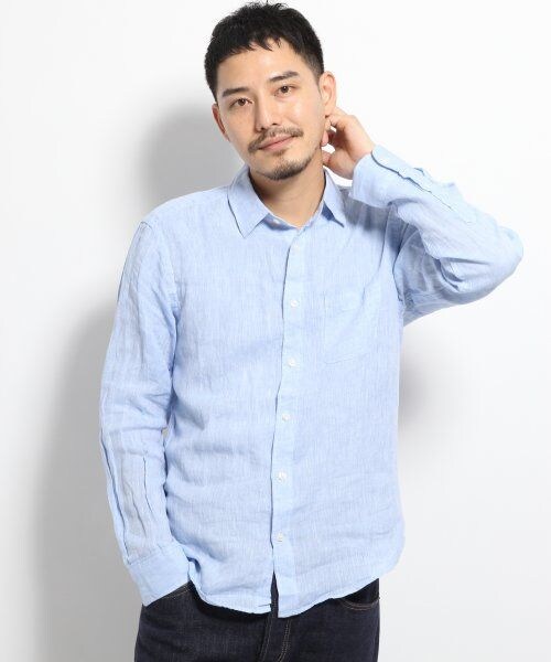 GLOBAL WORK（グローバルワーク）の「フレンチリネンシャツ長袖（トップス・メンズ・ホワイト05/グリーン72/オフホワイト08/ピンク25/イエロー65/ブルー82・Ｌ/Ｍ/Ｓ）」の4枚目の写真