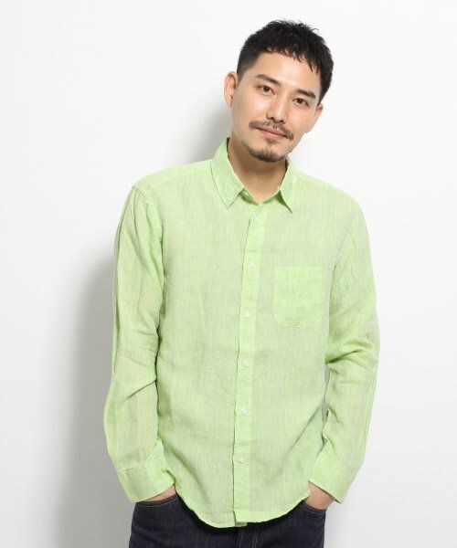 GLOBAL WORK（グローバルワーク）の「フレンチリネンシャツ長袖（トップス・メンズ・ホワイト05/グリーン72/オフホワイト08/ピンク25/イエロー65/ブルー82・Ｌ/Ｍ/Ｓ）」の3枚目の写真