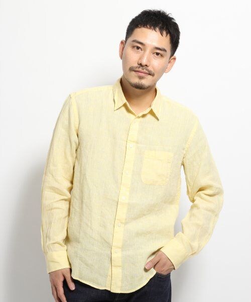 GLOBAL WORK（グローバルワーク）の「フレンチリネンシャツ長袖（トップス・メンズ・ホワイト05/グリーン72/オフホワイト08/ピンク25/イエロー65/ブルー82・Ｌ/Ｍ/Ｓ）」の5枚目の写真
