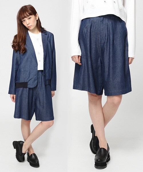 JEANASIS(ジーナシス)の「ハーフAラインキュロット(パンツ・レディース・オフホワイト/ブラック/ブルー・FREE)」の3枚目の写真