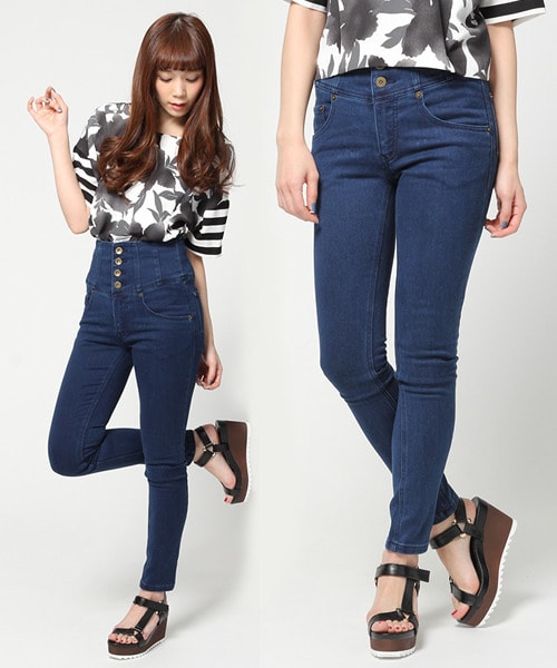 JEANASIS（ジーナシス）の「14SSハイライズデニムスキニー（パンツ・レディース・ネイビー/インディゴブルー/ケミカルウォッシュ・M/S）」の2枚目の写真