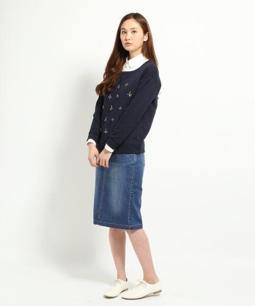 GLOBAL WORK（グローバルワーク）の「フロントビジュースウェット（トップス・レディース・ネイビー88/グレイ15・Ｌ/Ｍ/Ｓ）」の4枚目の写真