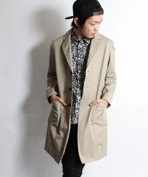 HARE（ハレ）の「ライトチェスターコート（ジャケット/アウター・メンズ・ベージュ/チェック/ブラック/ブルー・Ｌ/Ｍ/Ｓ）」の3枚目の写真