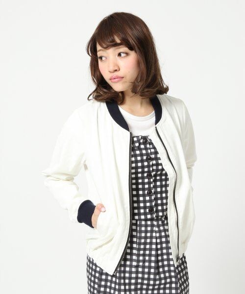 Heather(ヘザー)の「デニムブルゾン(ジャケット/アウター・レディース・ブルー/ホワイト/ケミカル・FREE)」の1枚目の写真